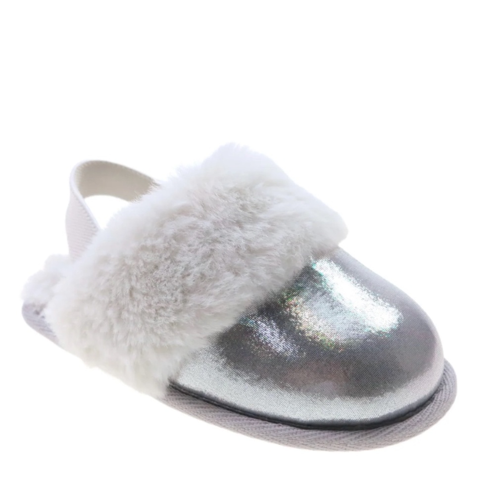 Holiday Time Toddlers Silver Metallic Scuff Slippers Size 9-10T NWT
